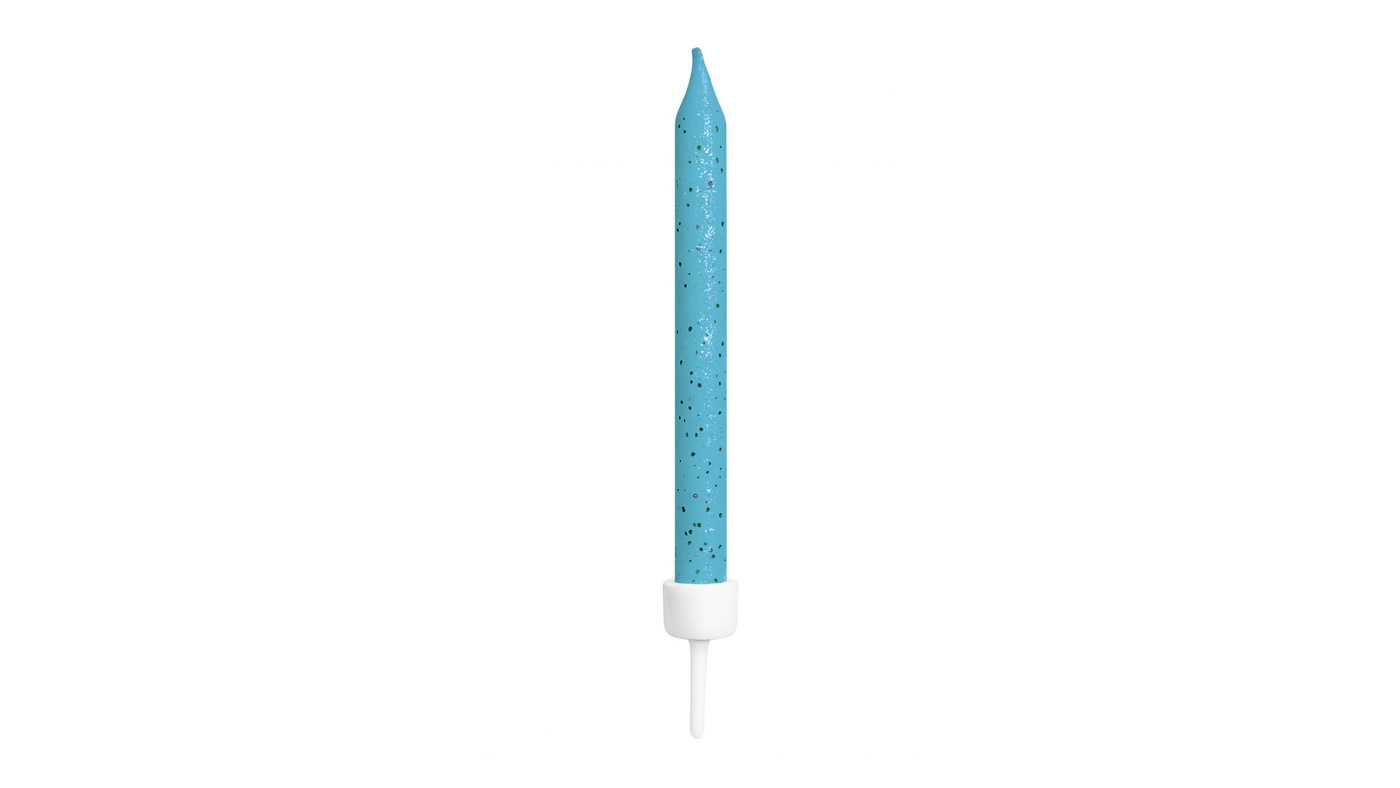 Blue  Glitter Candles, 12pk
