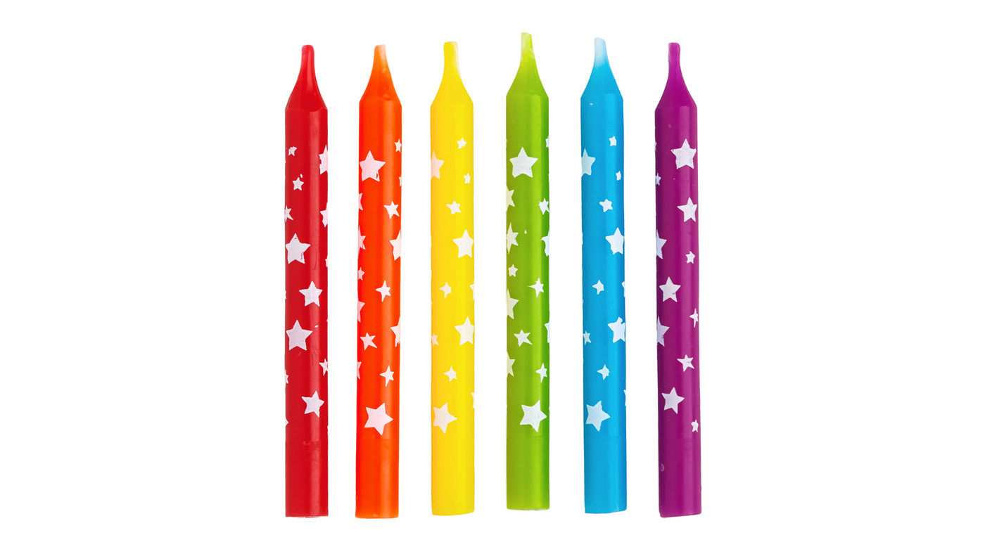 Multi-Colour Star Candles, 12pk