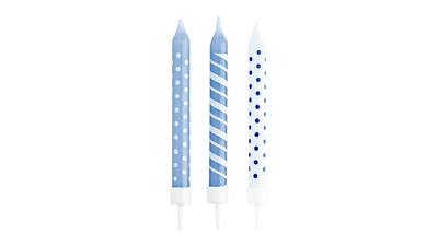 Blue Dots & Stripes Candles, 16pk