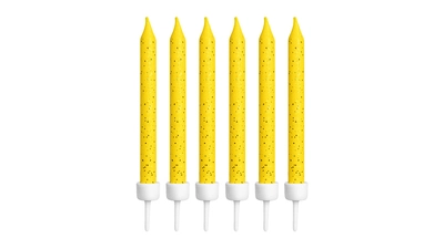 Yellow  Glitter Candles, 16pk