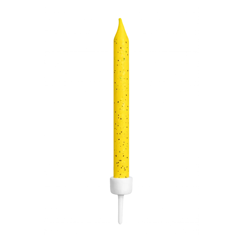 Yellow  Glitter Candles, 16pk