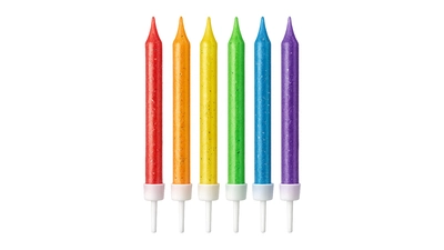 Rainbow  Glitter Candles, 16pk