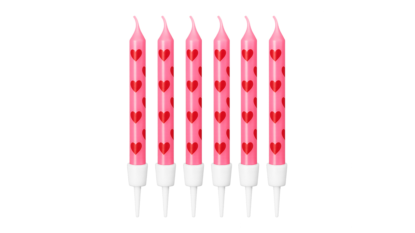 Pink Hearts Candles, 16pk