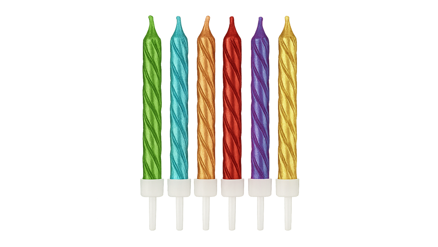 Metallic Rainbow Spiral Candle, 12pk