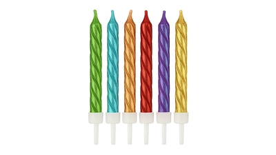 Metallic Rainbow Spiral Candle, 12pk