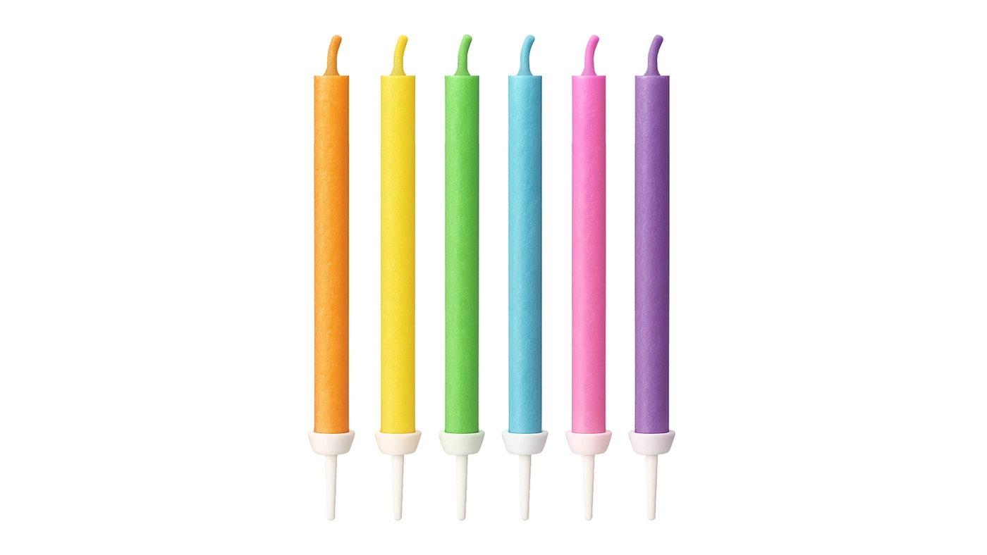 Rainbow  Stick Candles, 24pk