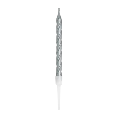 Silver Spiral Candles, 10pk