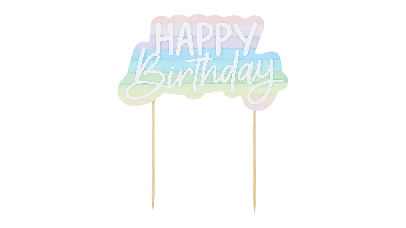 Pastel Rainbow Paper Cake Topper