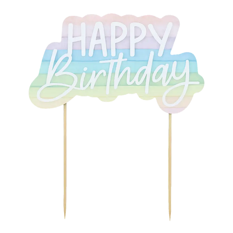 Pastel Rainbow Paper Cake Topper