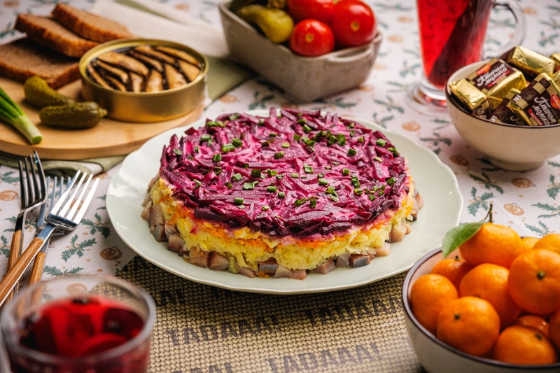 Layered Beetroot and Herring Salad Bowl for Sharing