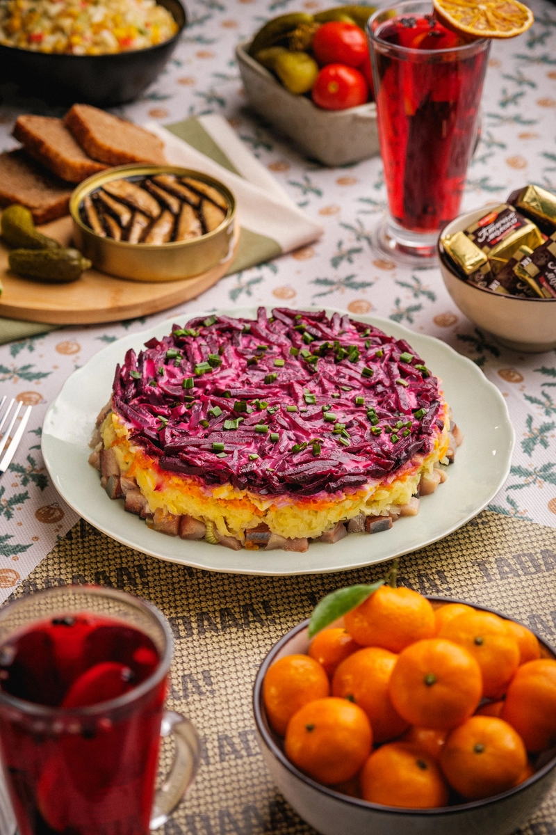 Layered Beetroot and Herring Salad Bowl for Sharing