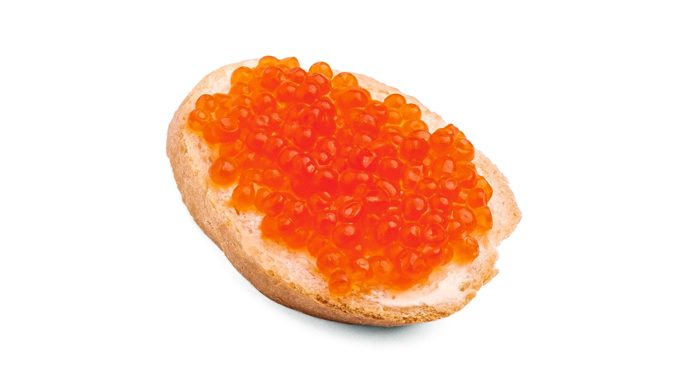 Red Caviar and Butter Mini Bruschetta
