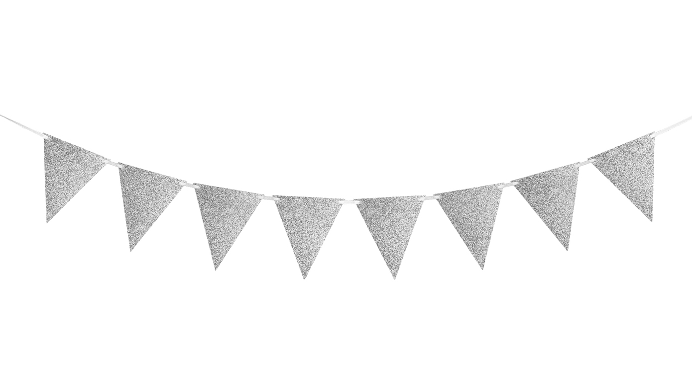 Silver Cardboard Glitter Bunting 6m