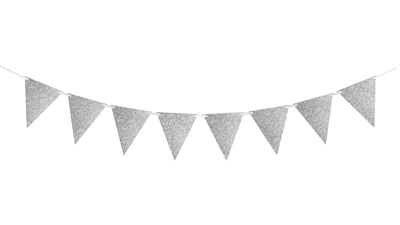 Silver Cardboard Glitter Bunting 6m