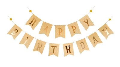 Gold Birthday Flag Bunting 2.5m