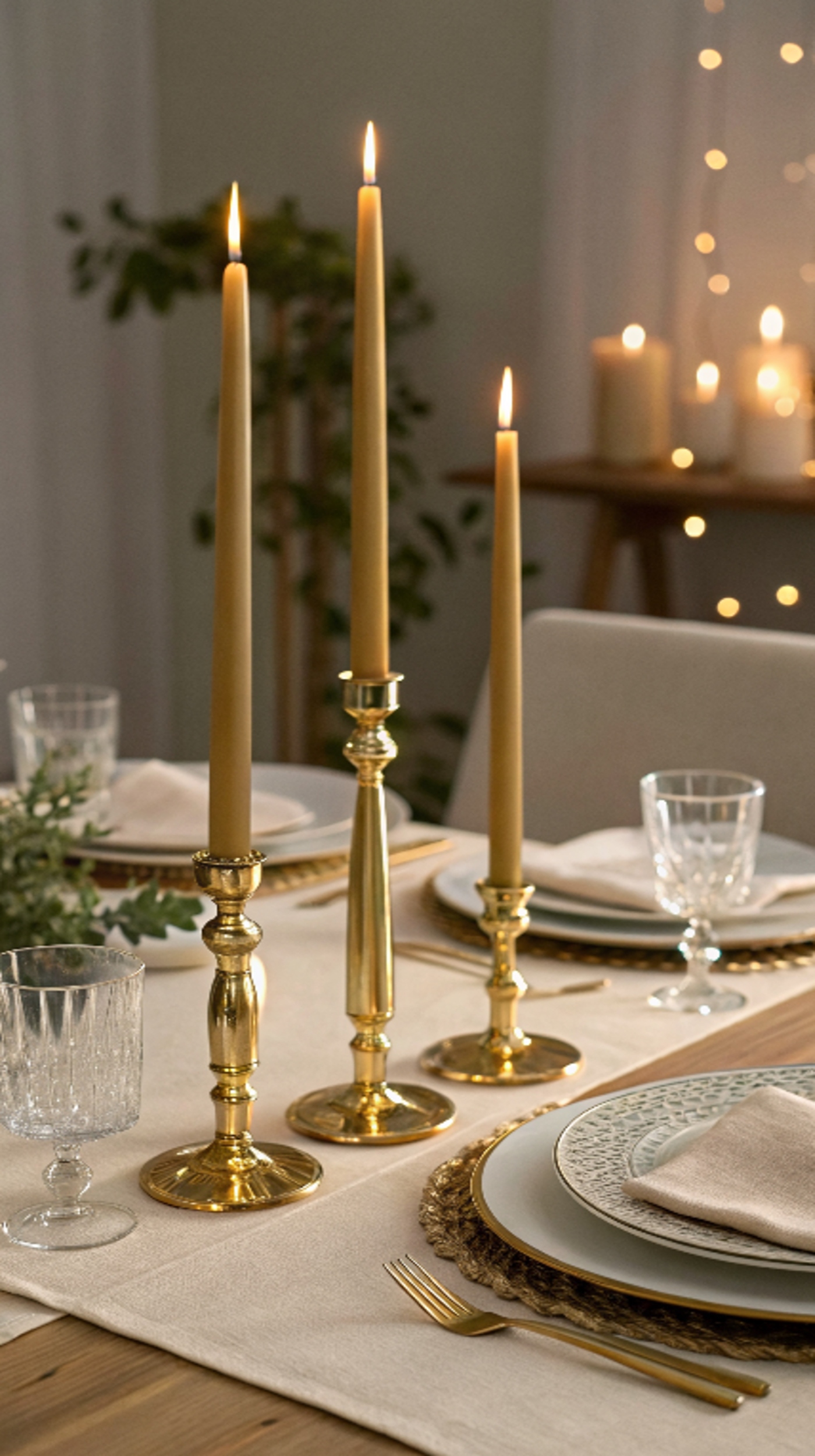 Gold Tapered Candles 24.5cm