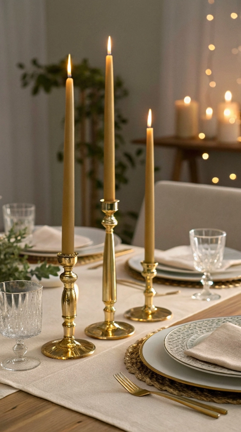 Gold Tapered Candles 24.5cm