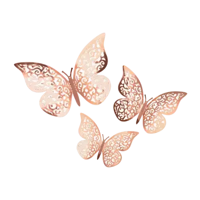 3D Adhesive Rose Gold Butterflies