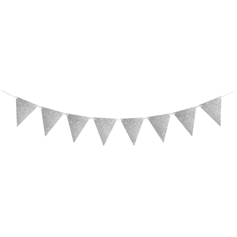 Silver Cardboard Glitter Bunting 6m