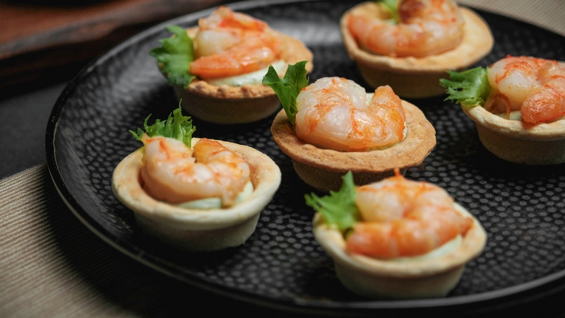 Tiger Prawn and Creme-Pesto Tartlet