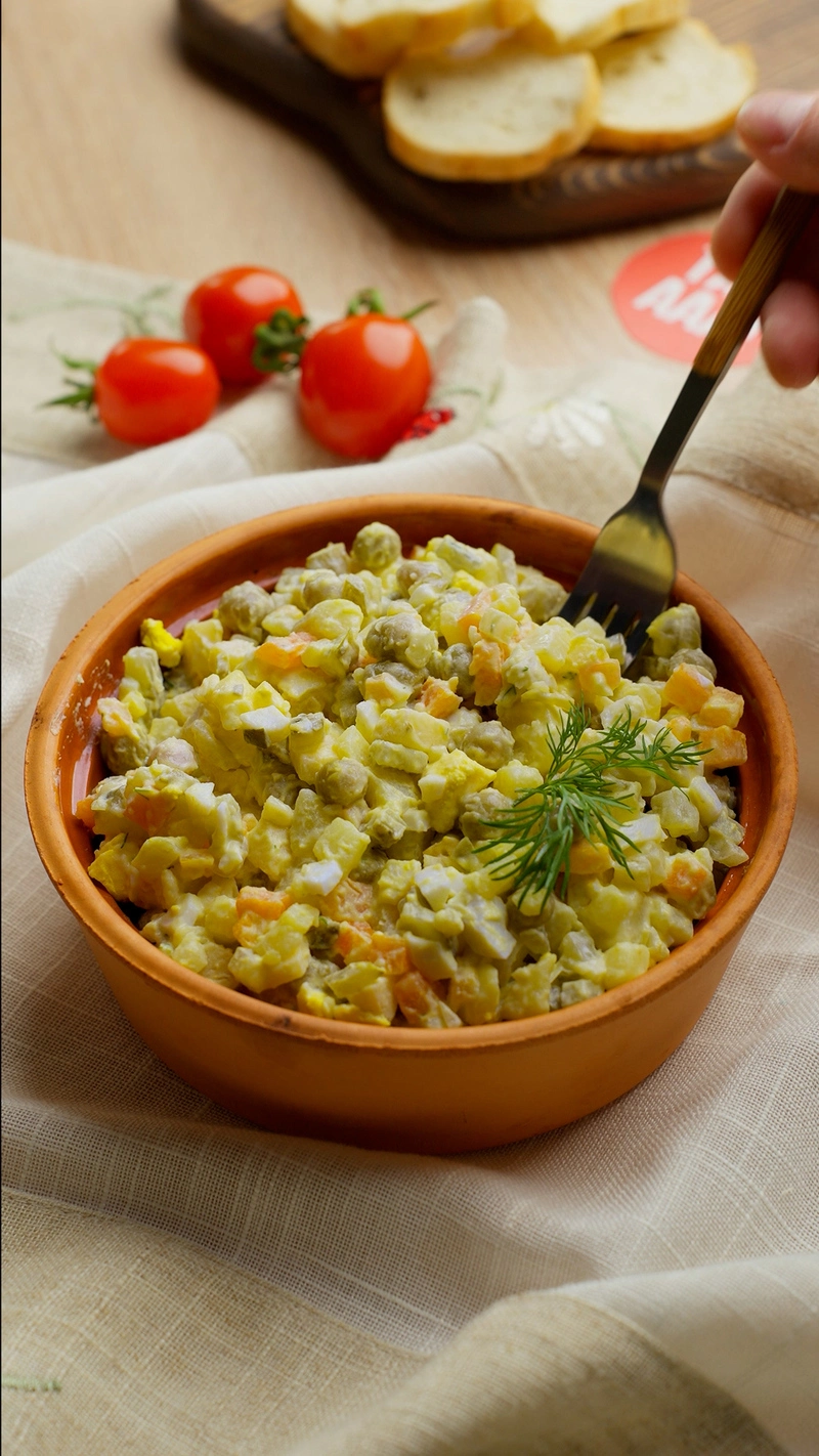 Vegetarian Olivier Salad Bowl for Sharing