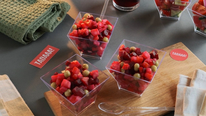 Cooked Root Vegetables Vinaigrette Salad Cup