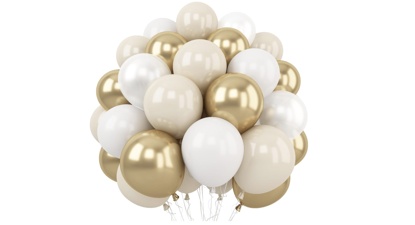 Gold and White Balloons (uninflated)