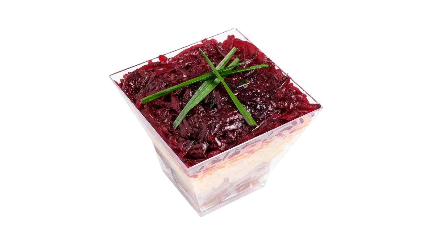 Layered Beetroot and Herring Salad Cup