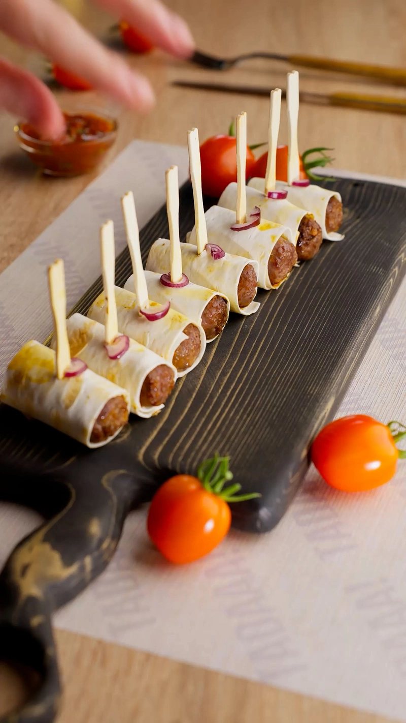 Mini  Pork and Beef Kebabs with Homemade Tomato Sauce