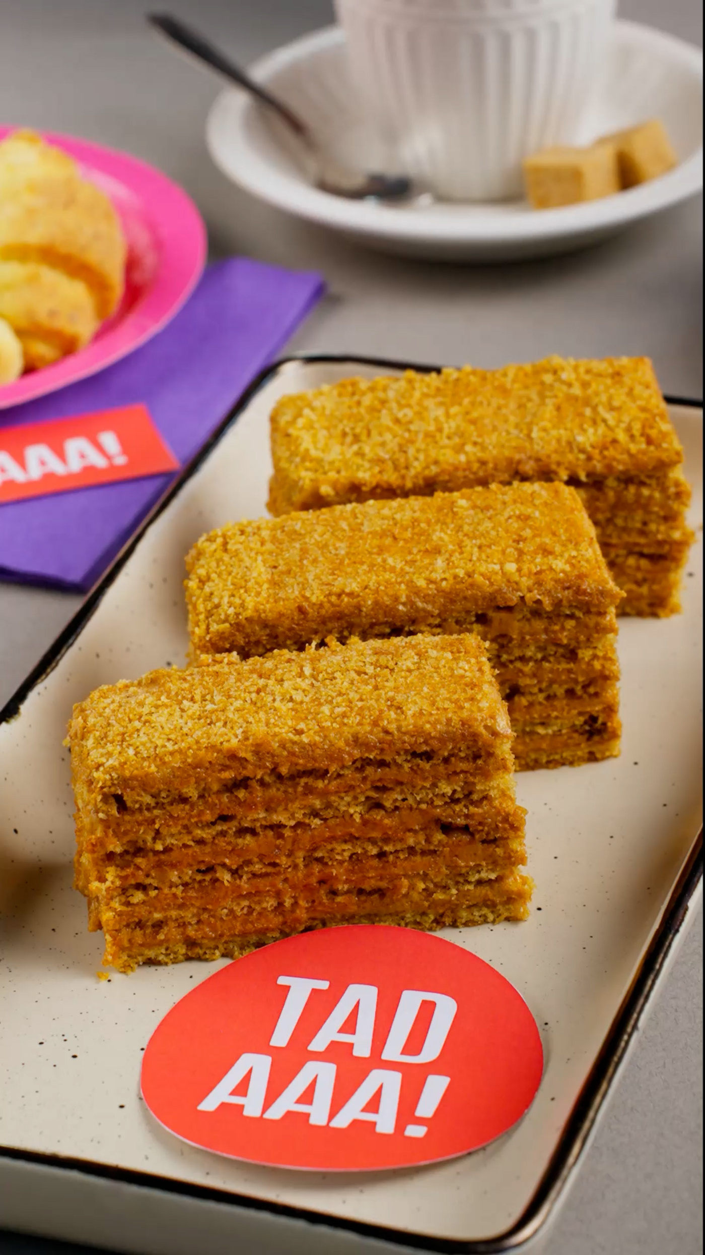 Honey & Caramel Cream Cake Slice