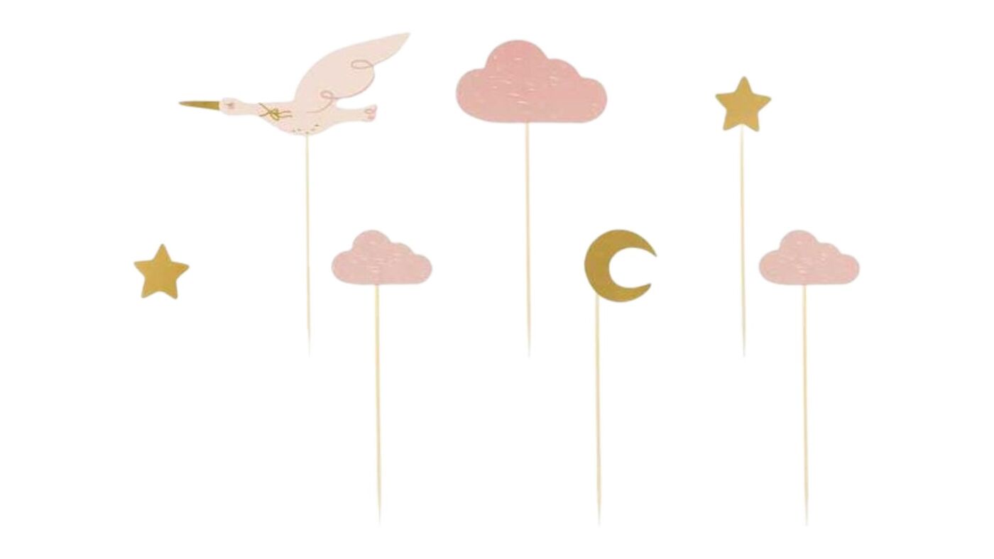 Pink Stork Cupcake Toppers