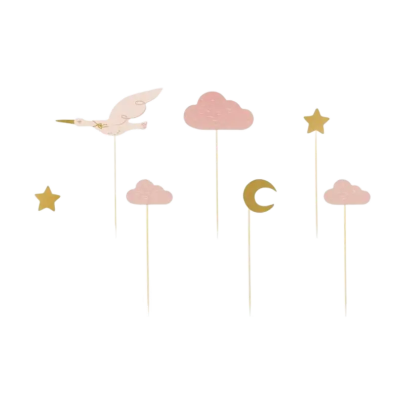 Pink Stork Cupcake Toppers