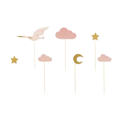 Pink Stork Cupcake Toppers