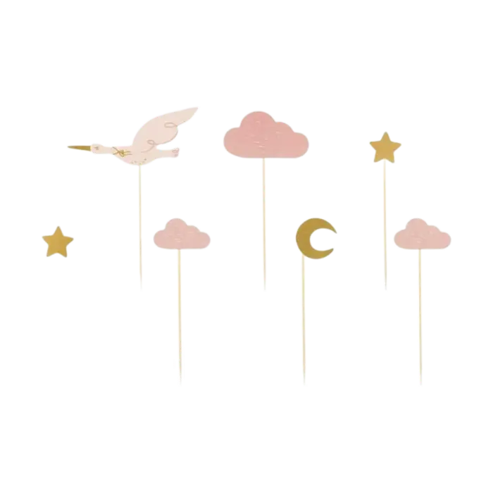 Pink Stork Cupcake Toppers