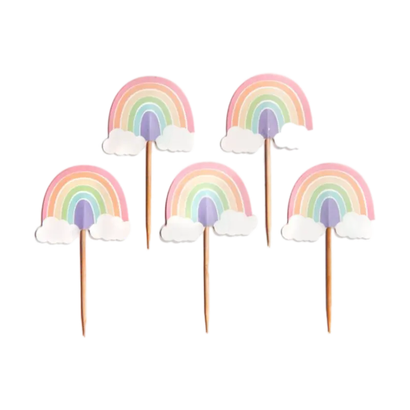 Pastel Rainbow Cupcake Toppers