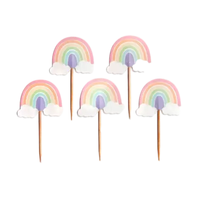 Pastel Rainbow Cupcake Toppers