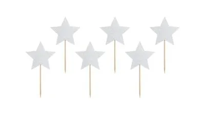 Silver Stars Cupcake toppers