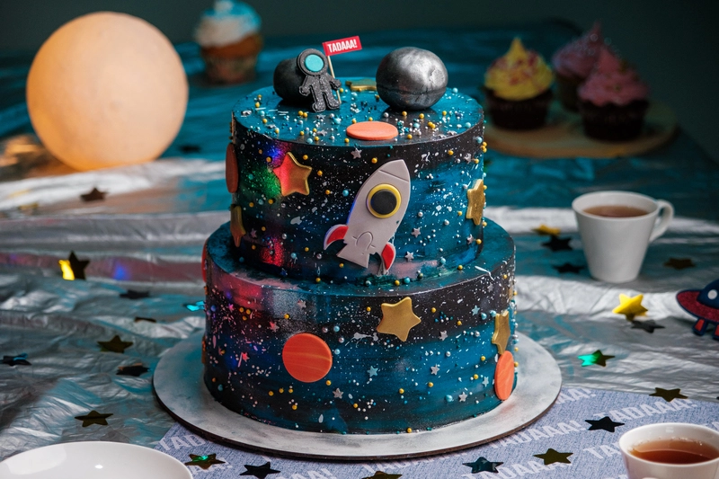 Space Vanilla Tier Cake