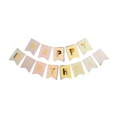 Gold Pastel Birthday Banner