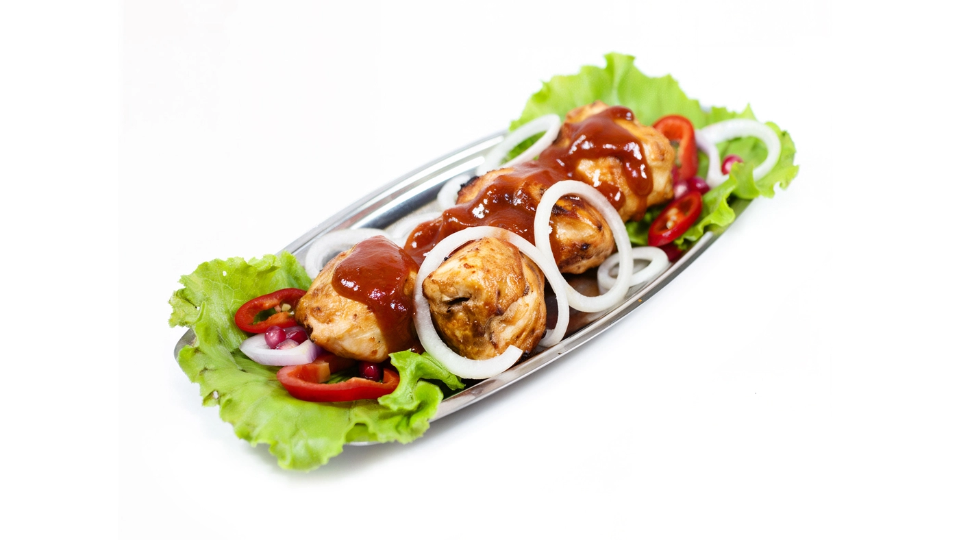 Chicken Mtsvadi with Tkemali Plum Sauce