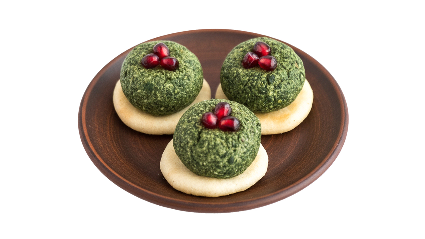 Green Bean Pkhali on Mchadi Cornbread