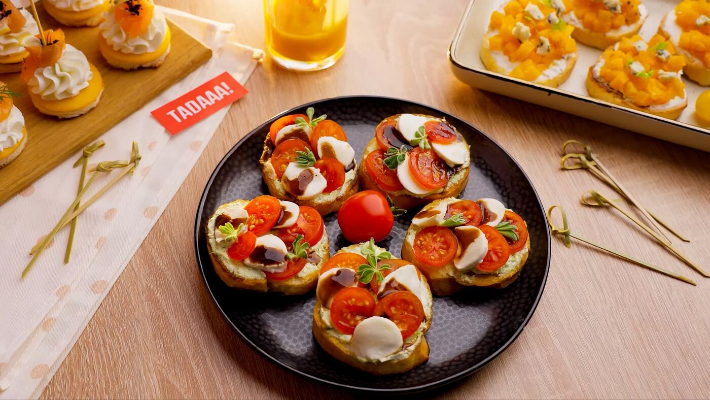 Bundle with Salmon Tartine, Salmon Roulade, Caprese Avocado Tartine, Caprese Tartine