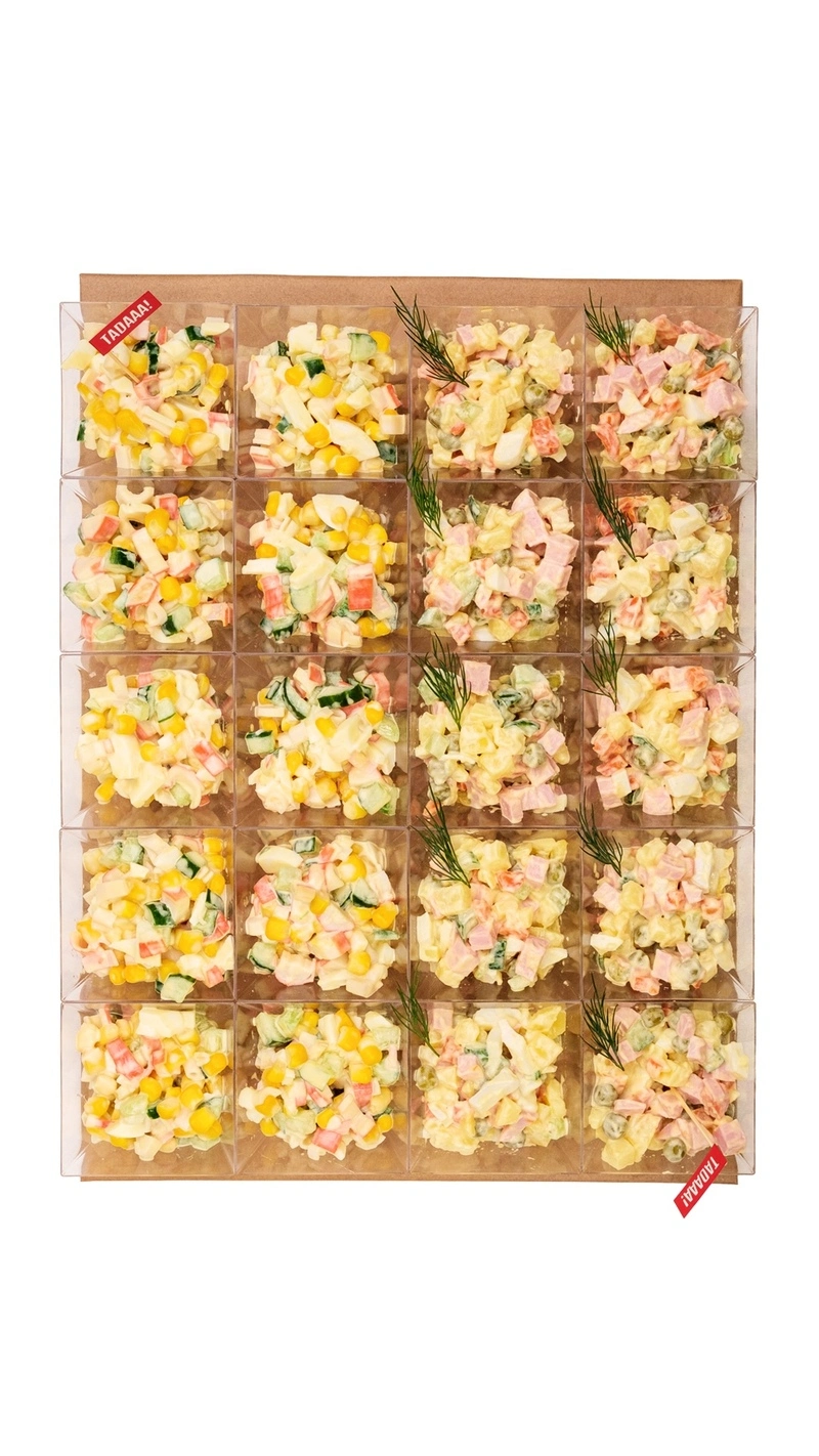 20-Cup Salad Set: Ham Olivier & Crab Salad