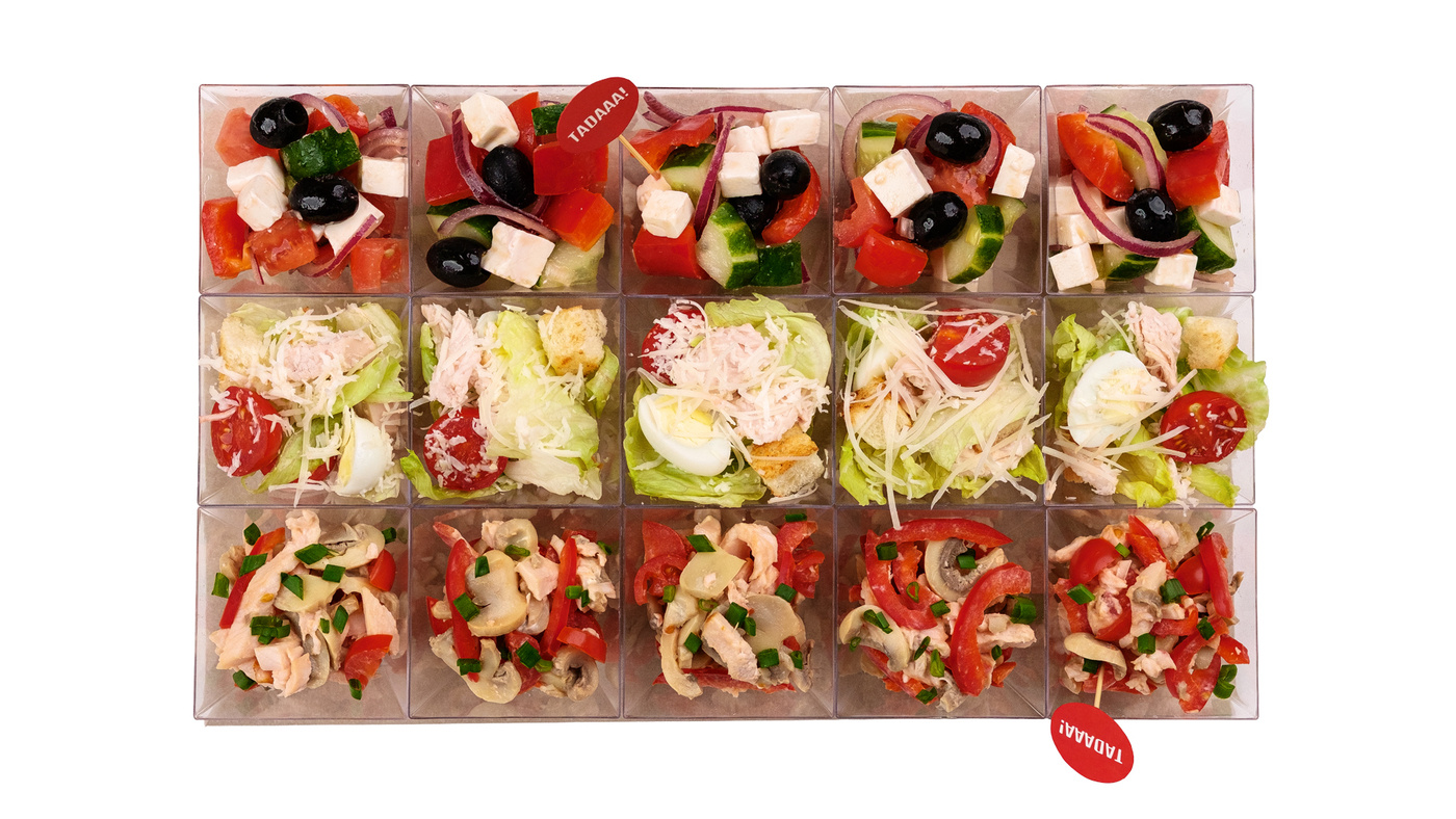 Caesar, Greek & Chicken Salad Cups – 15 pcs