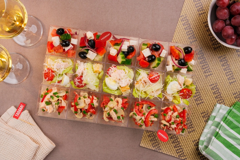 Set of 15 Salad Cups - Caesar, Greek & Chicken