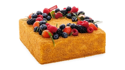 Honey Cake with Fresh Berries