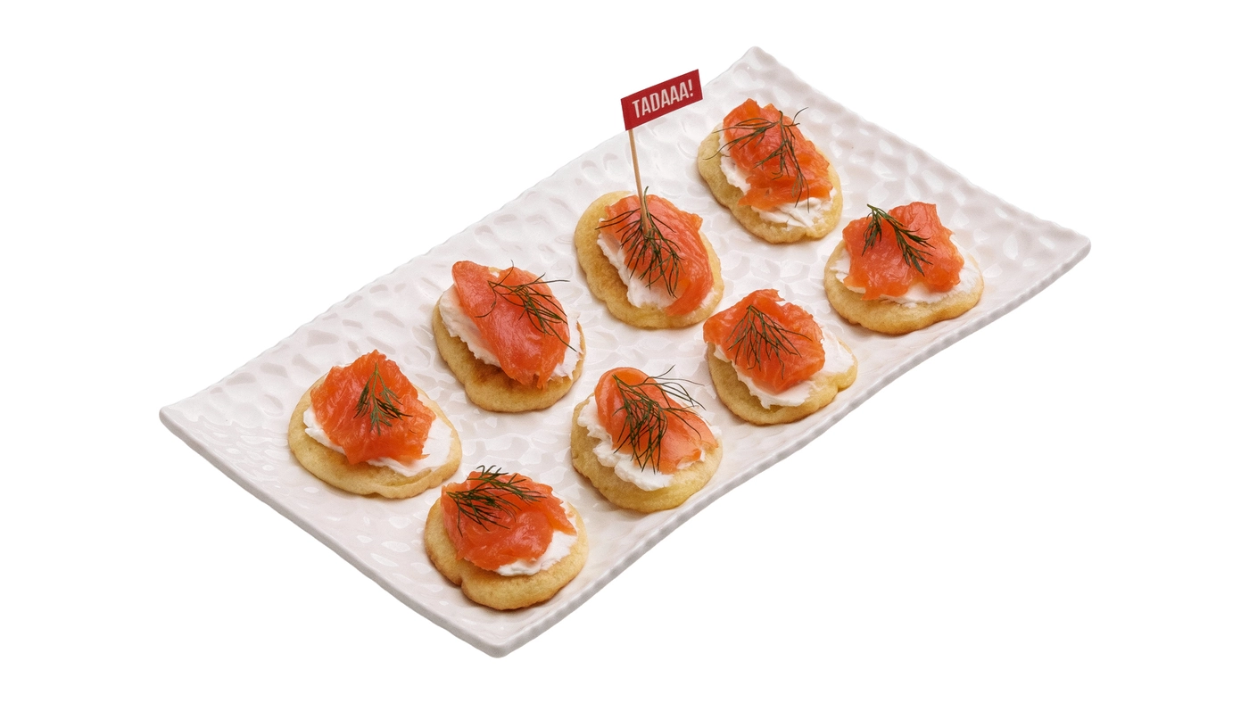 Smoked Salmon & Cream Cheese Blinis — 8 pcs