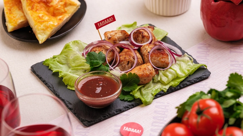 Chicken Mtsvadi with Tkemali Plum Sauce