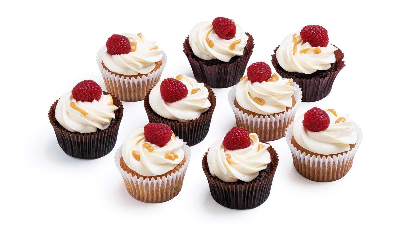 Raspberry & Caramel Cupcakes – 9 pcs