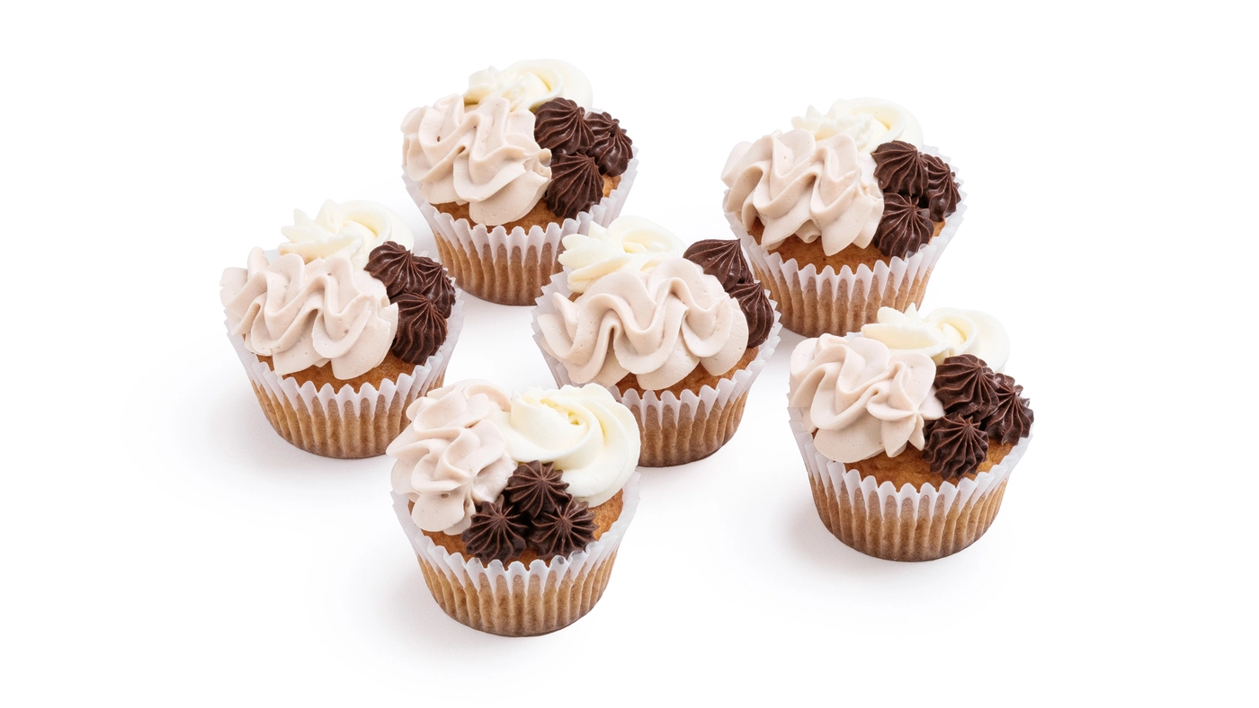 Vanilla & Chocolate Frosted Cupcakes – 6 pcs